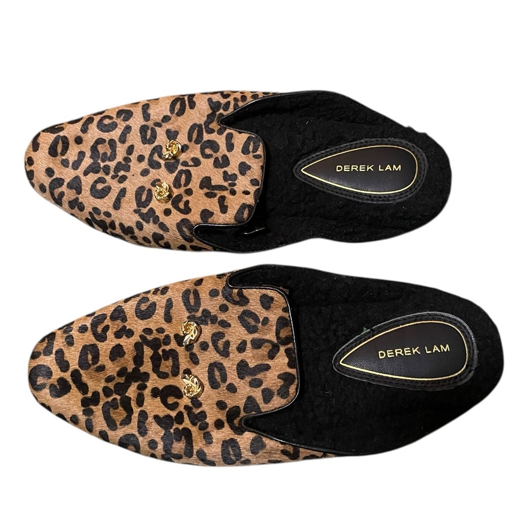 Derek Lam Leather Faux Fur Animal print Sleepers Size 6/7 Cozy Elegant Preppy